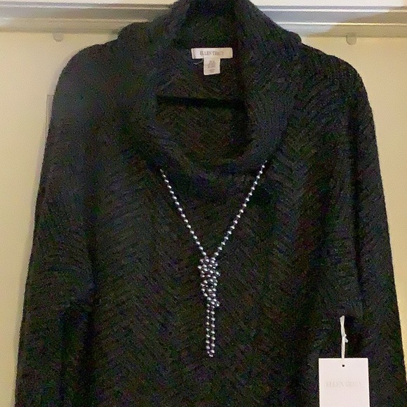Ellen Tracy Sweaters - Ellen Tracy 3/4 length Women Sweater Coat with pockets - Black & Gray size 2XL